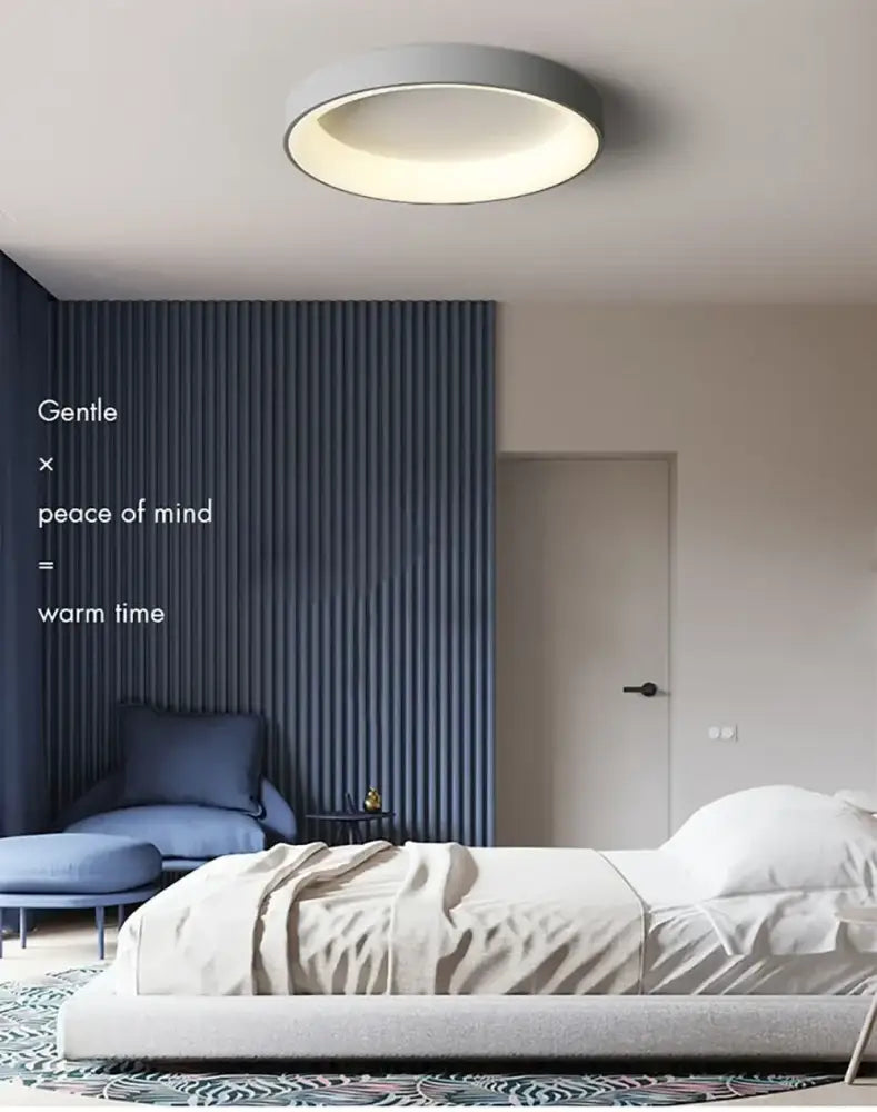Modern white circular led ceiling light – living room warm glow
