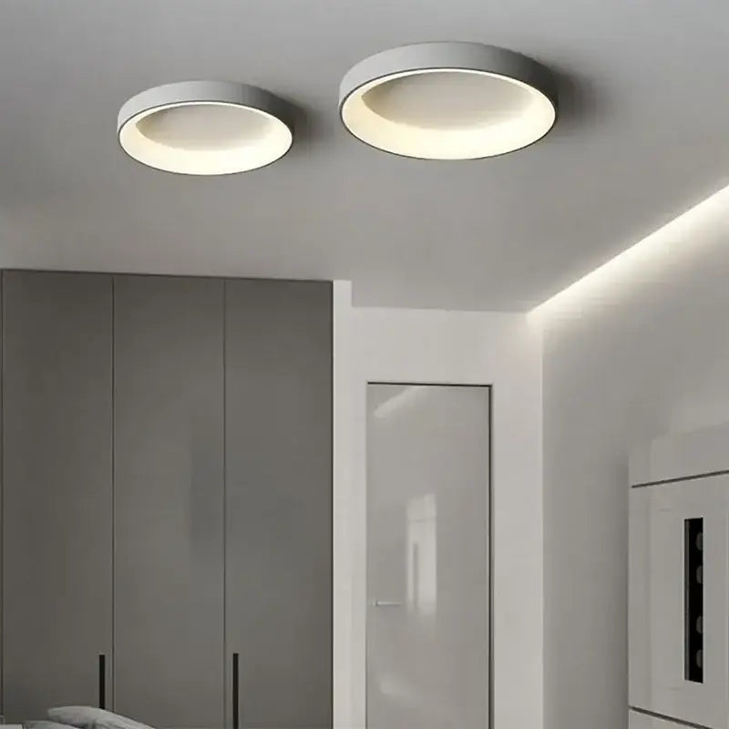 Modern white circular led ceiling light – living room warm glow