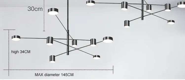 Modern gold & black led chandelier – living room minimalist light