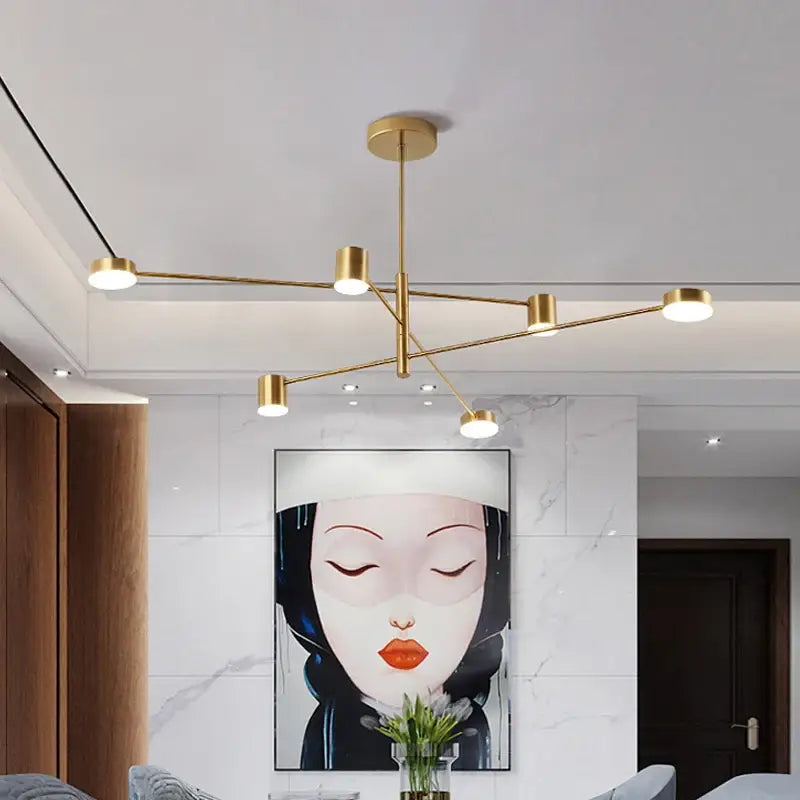 Modern gold & black led chandelier – living room minimalist light
