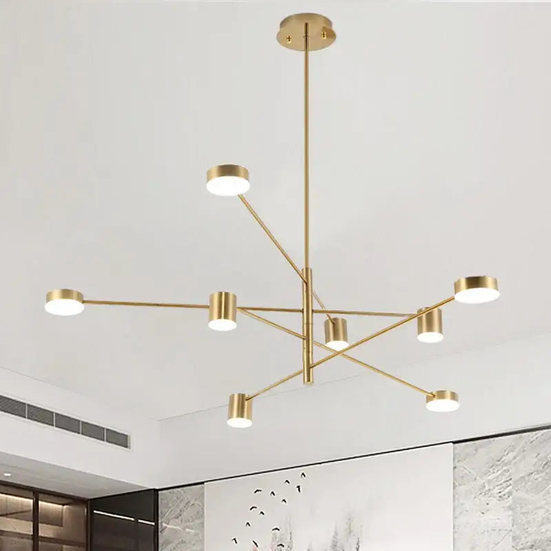 Modern gold & black led chandelier – living room minimalist light
