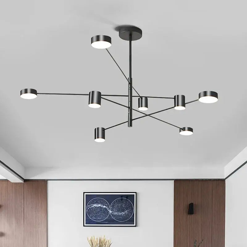 Modern gold & black led chandelier – living room minimalist light