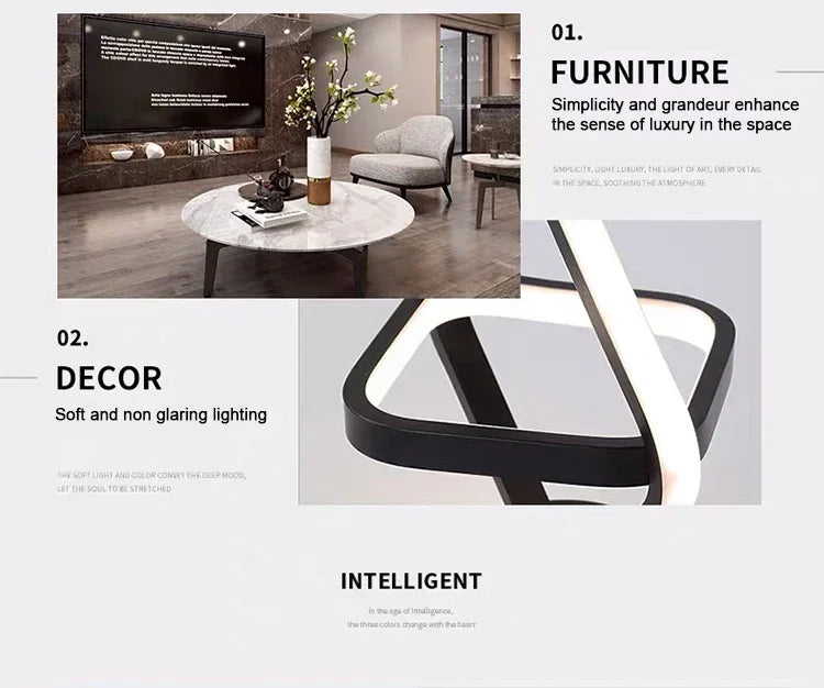Modern black & white geometric led chandelier living room three color