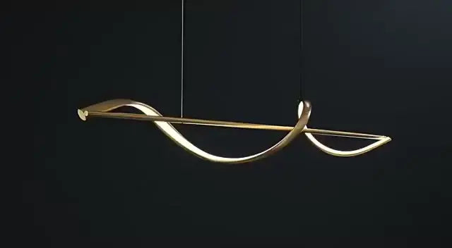 Modern gold curved led chandelier dining room pendant light