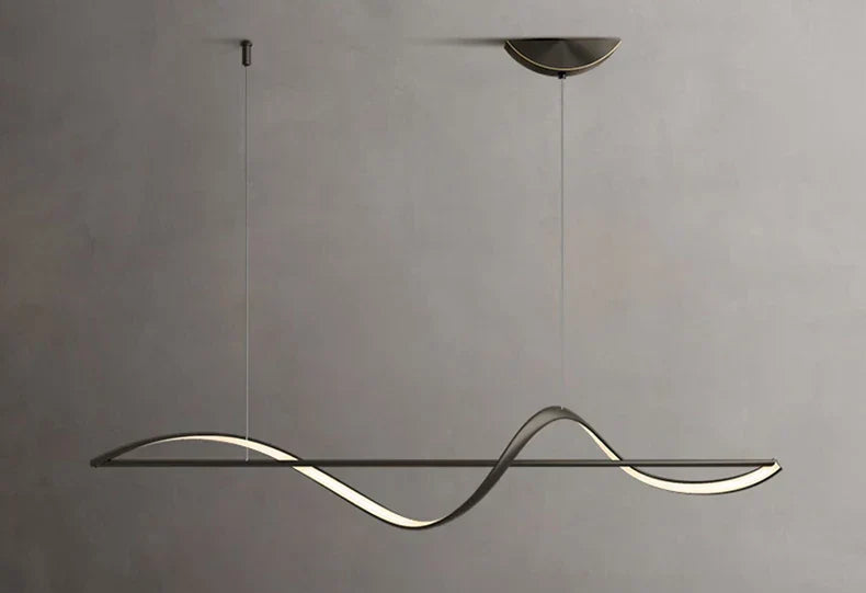 Modern gold curved led chandelier dining room pendant light