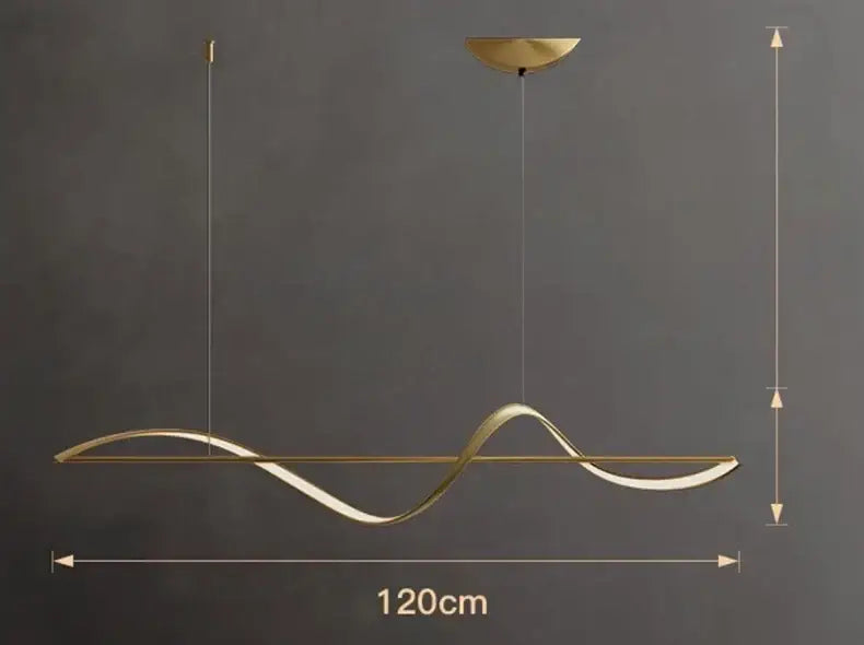 Modern gold curved led chandelier dining room pendant light