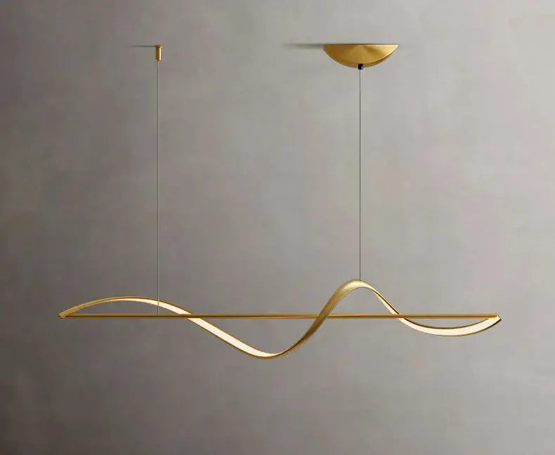 Modern gold curved led chandelier dining room pendant light