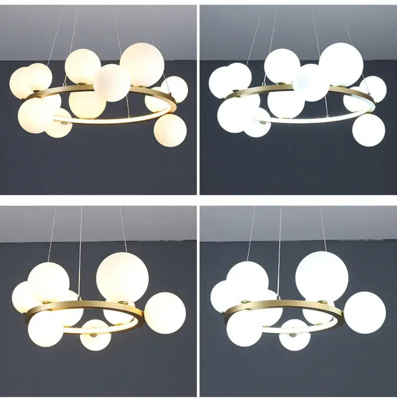 Modern black clear glass bubble led chandelier dining room light
