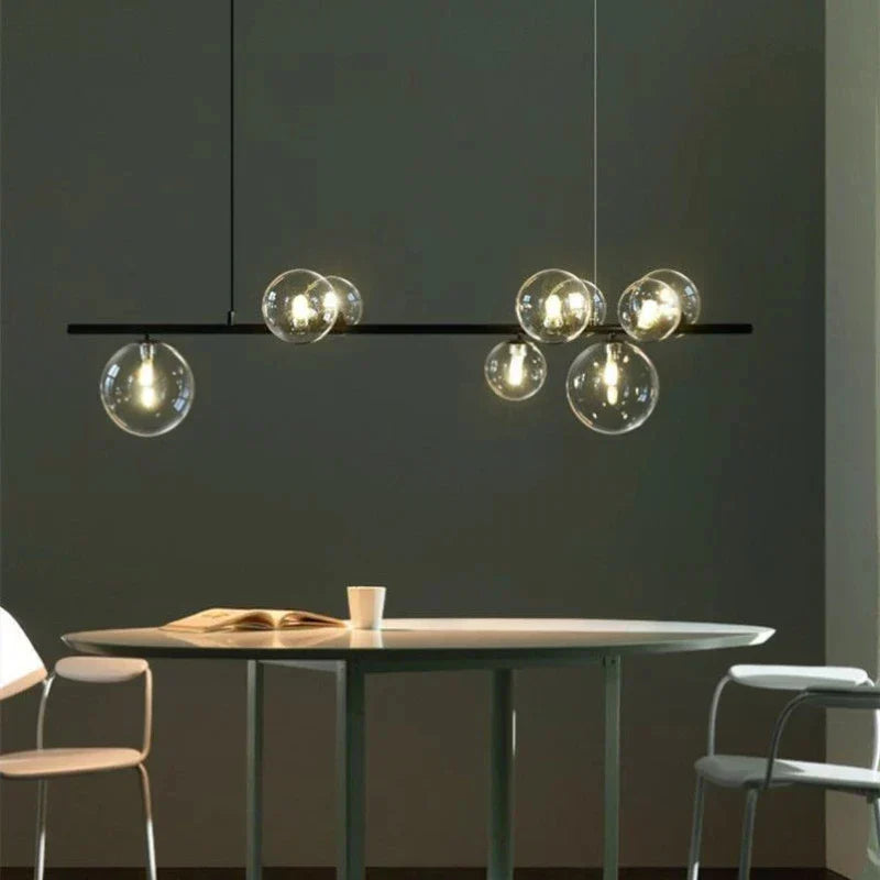 Modern black clear glass bubble led chandelier dining room light