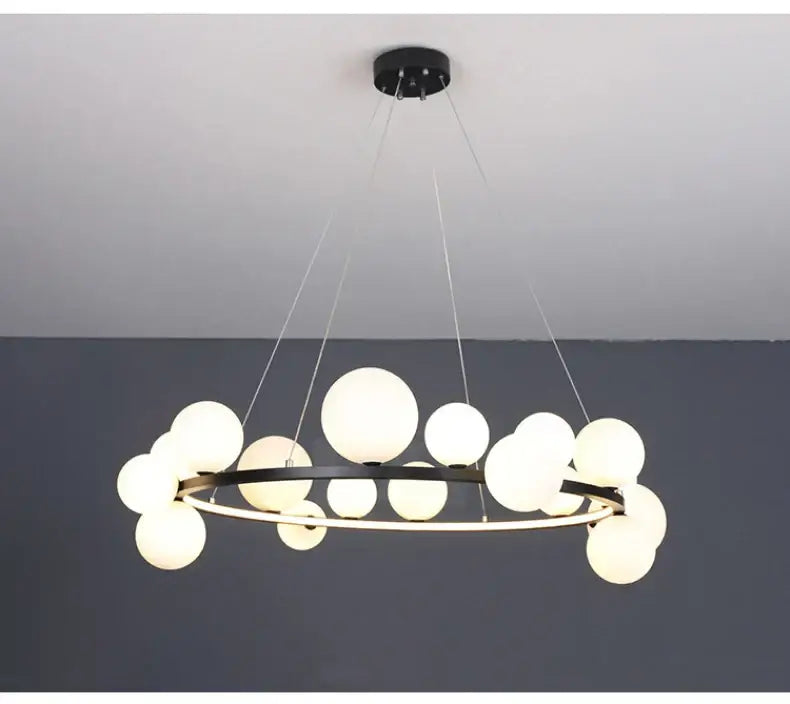 Modern black clear glass bubble led chandelier dining room light