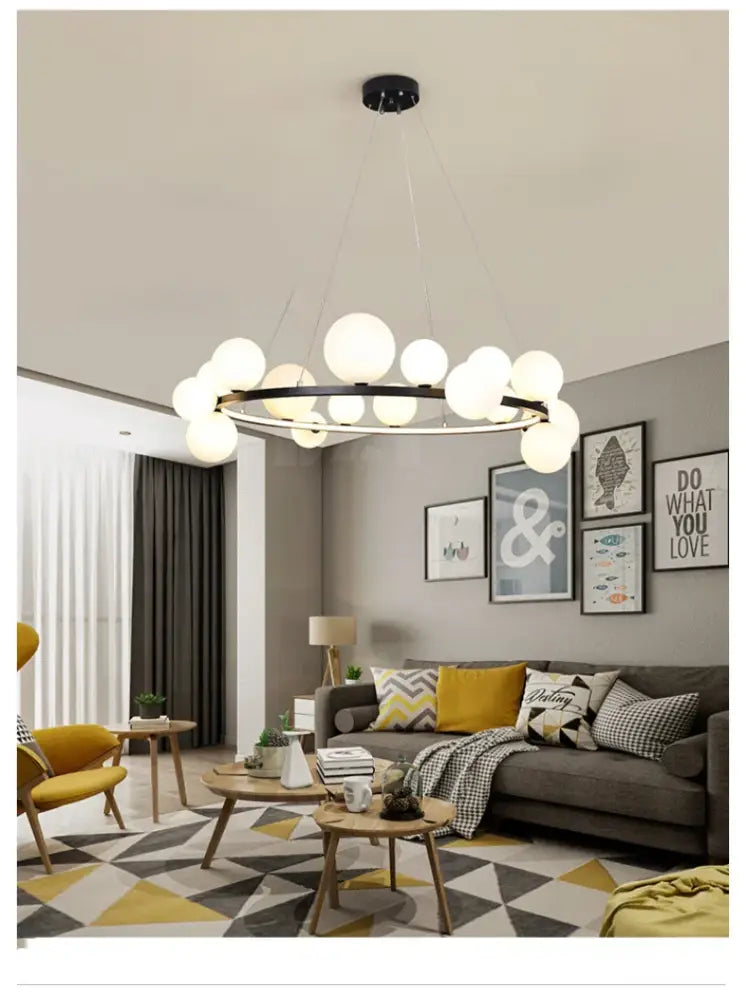 Modern black clear glass bubble led chandelier dining room light