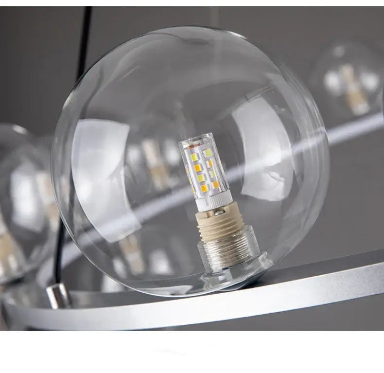 Modern black clear glass bubble led chandelier dining room light