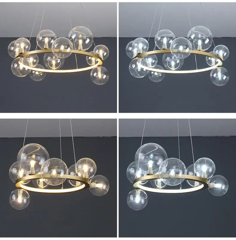 Modern black clear glass bubble led chandelier dining room light
