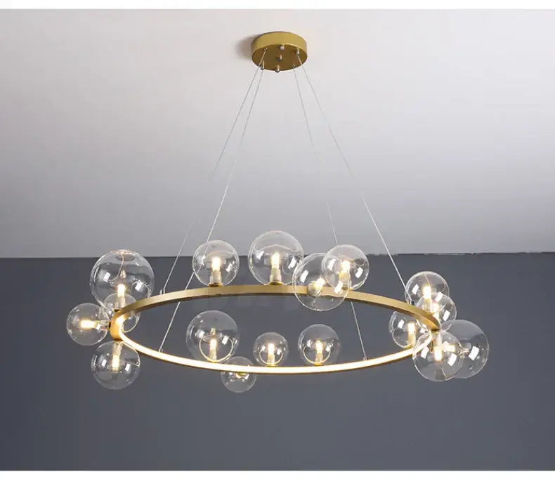 Modern black clear glass bubble led chandelier dining room light