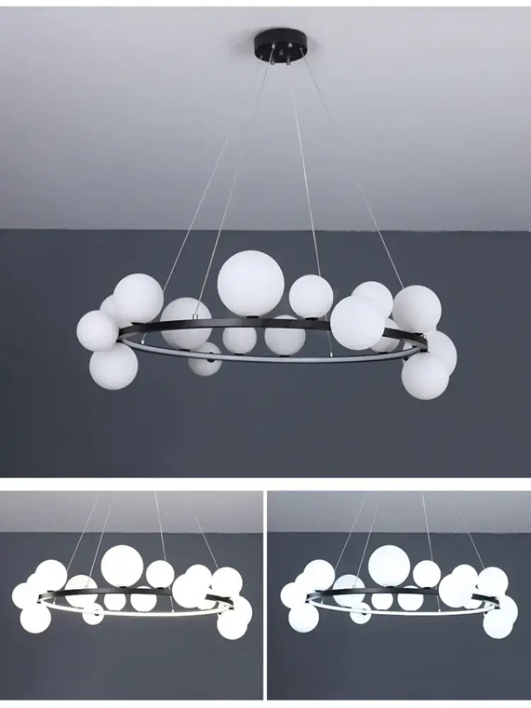 Modern black clear glass bubble led chandelier dining room light