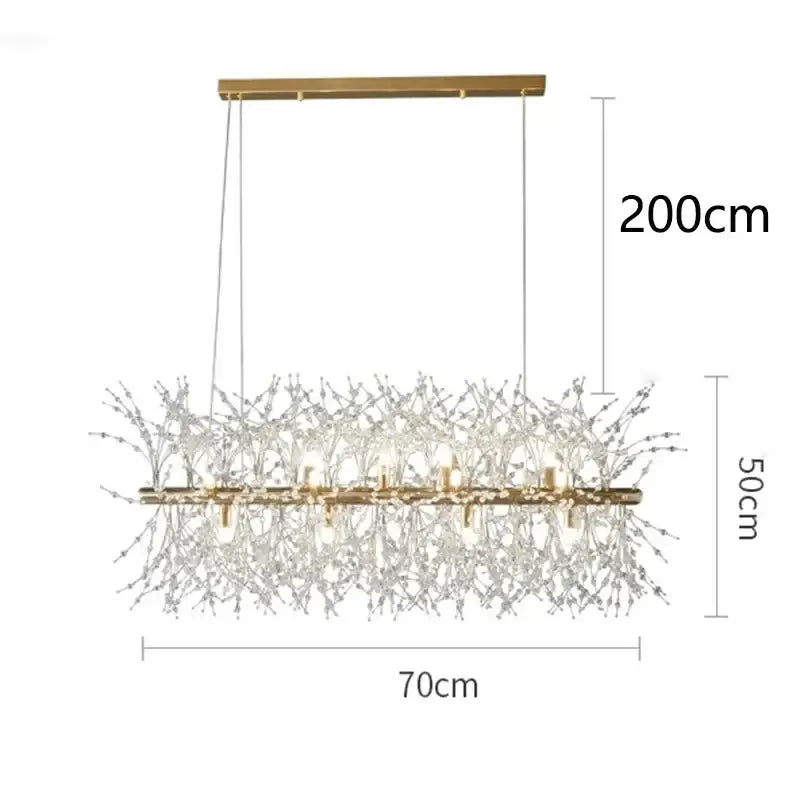 Modern gold branch led pendant – living room crystal chandelier