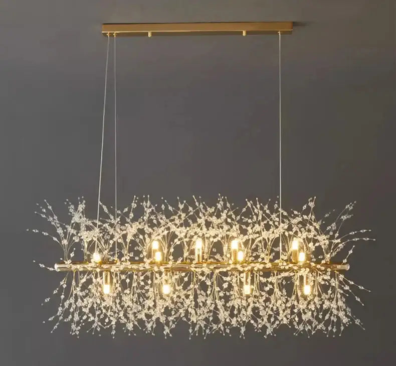 Modern gold branch led pendant – living room crystal chandelier