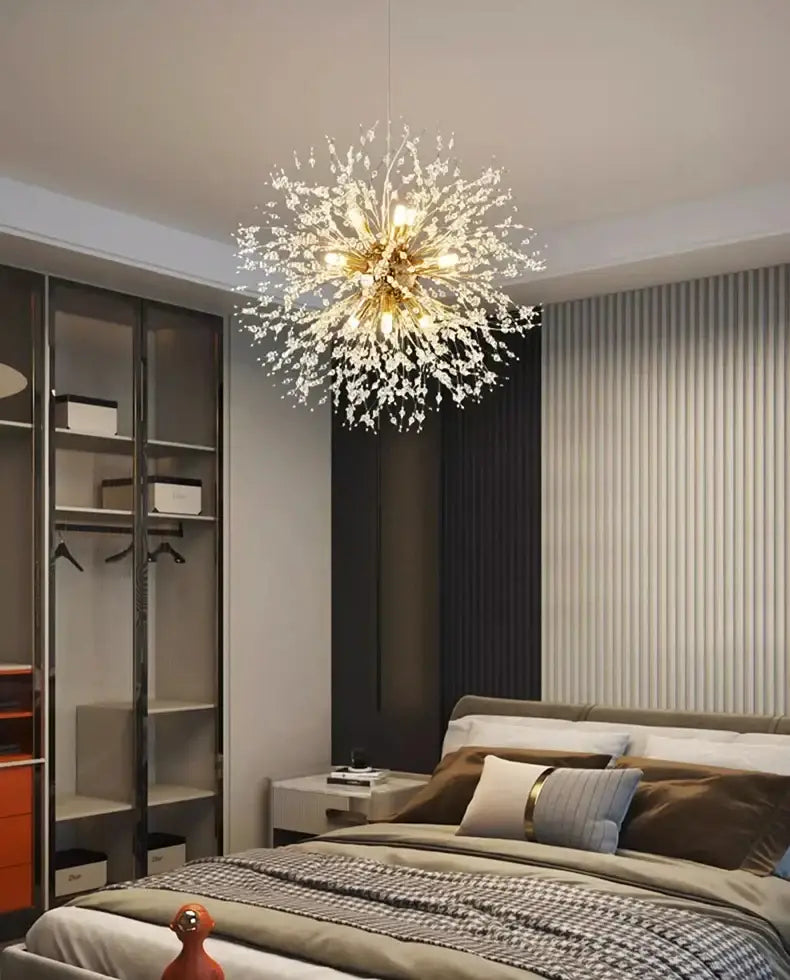 Modern gold branch led pendant – living room crystal chandelier