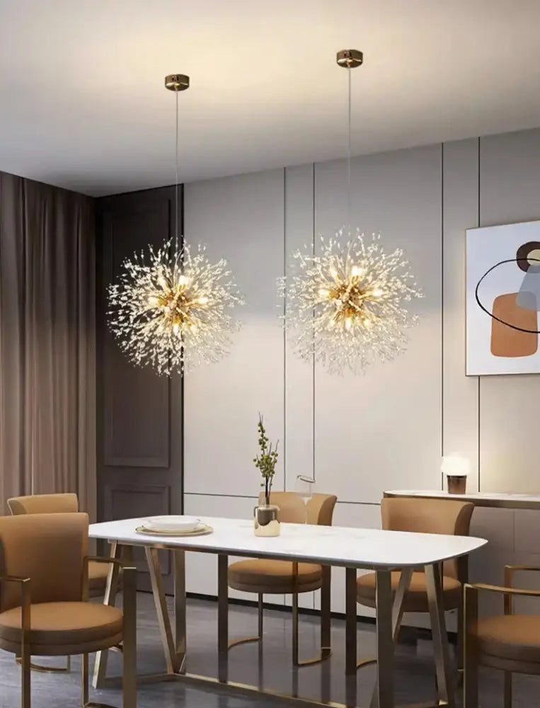 Modern gold branch led pendant – living room crystal chandelier