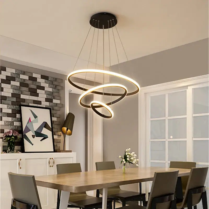 Modern black spiral led pendant lamp warm white dining room