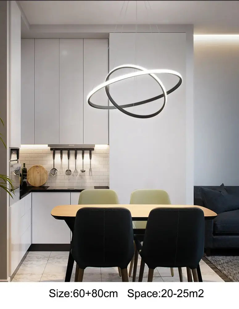 Modern black spiral led pendant lamp warm white dining room
