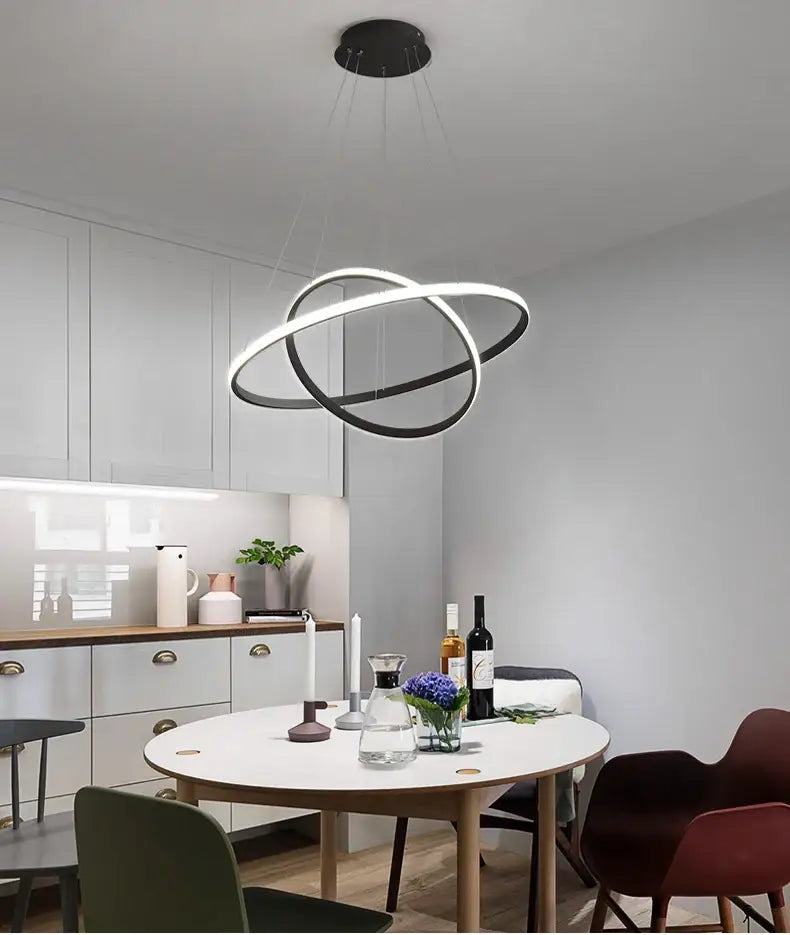Modern black spiral led pendant lamp warm white dining room