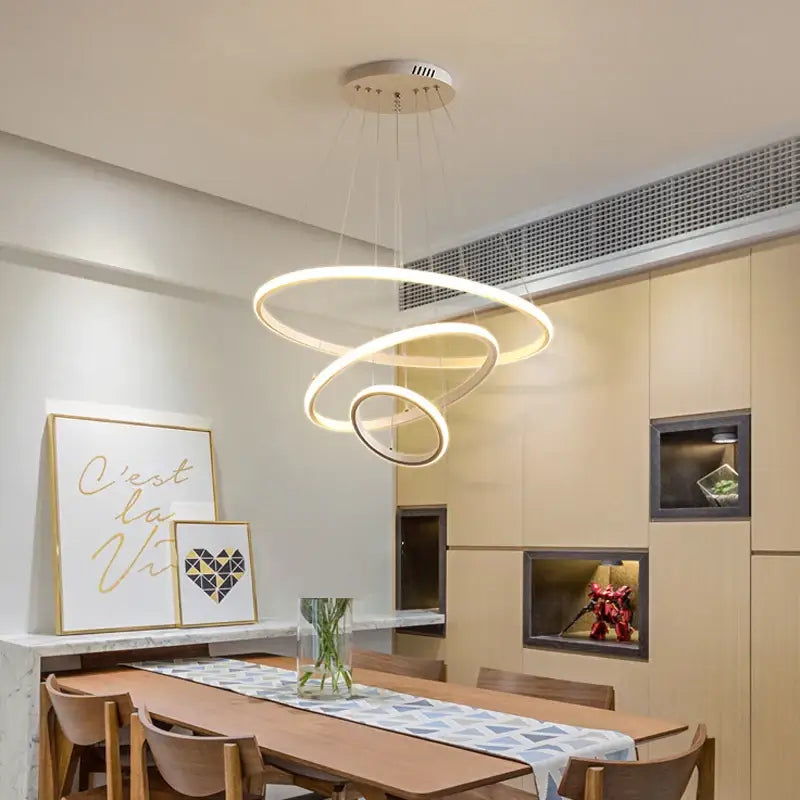 Modern gold spiral led pendant lamp dining room warm white