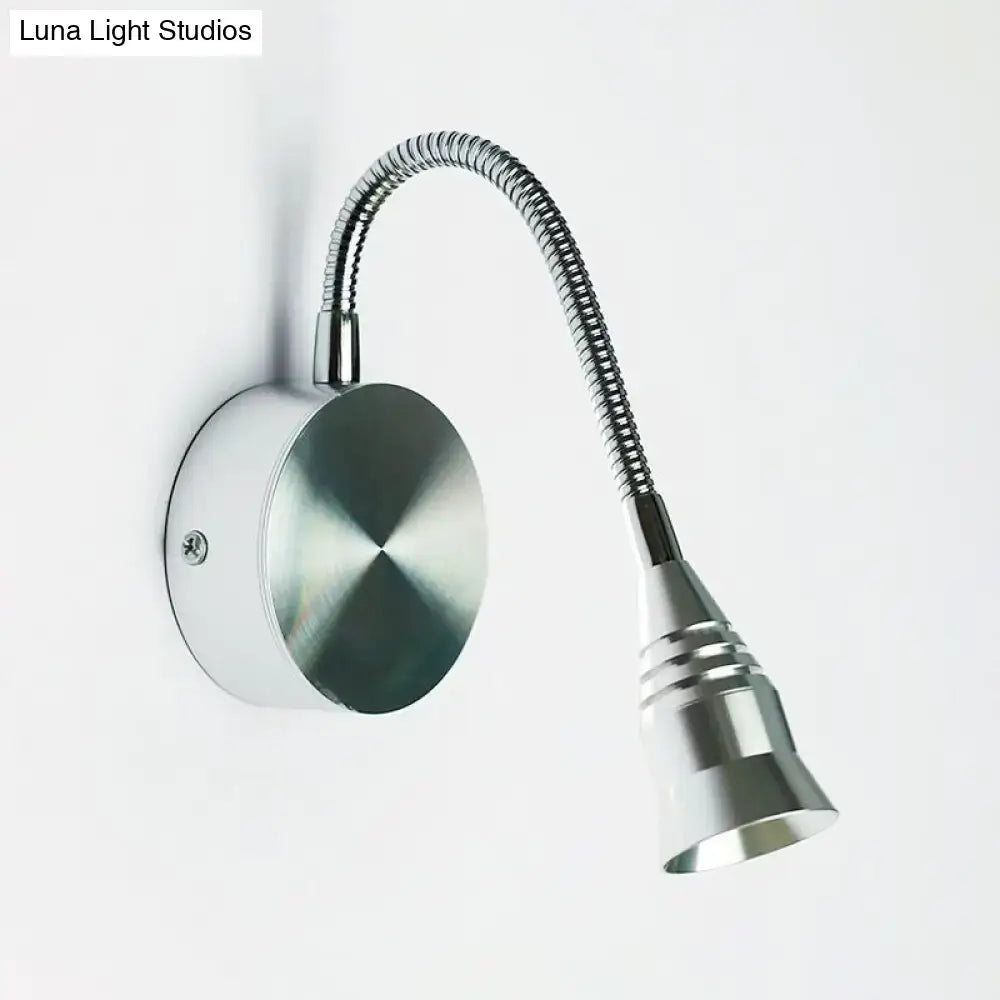 Modern chrome gooseneck sconce lamp bedroom direct wired electric