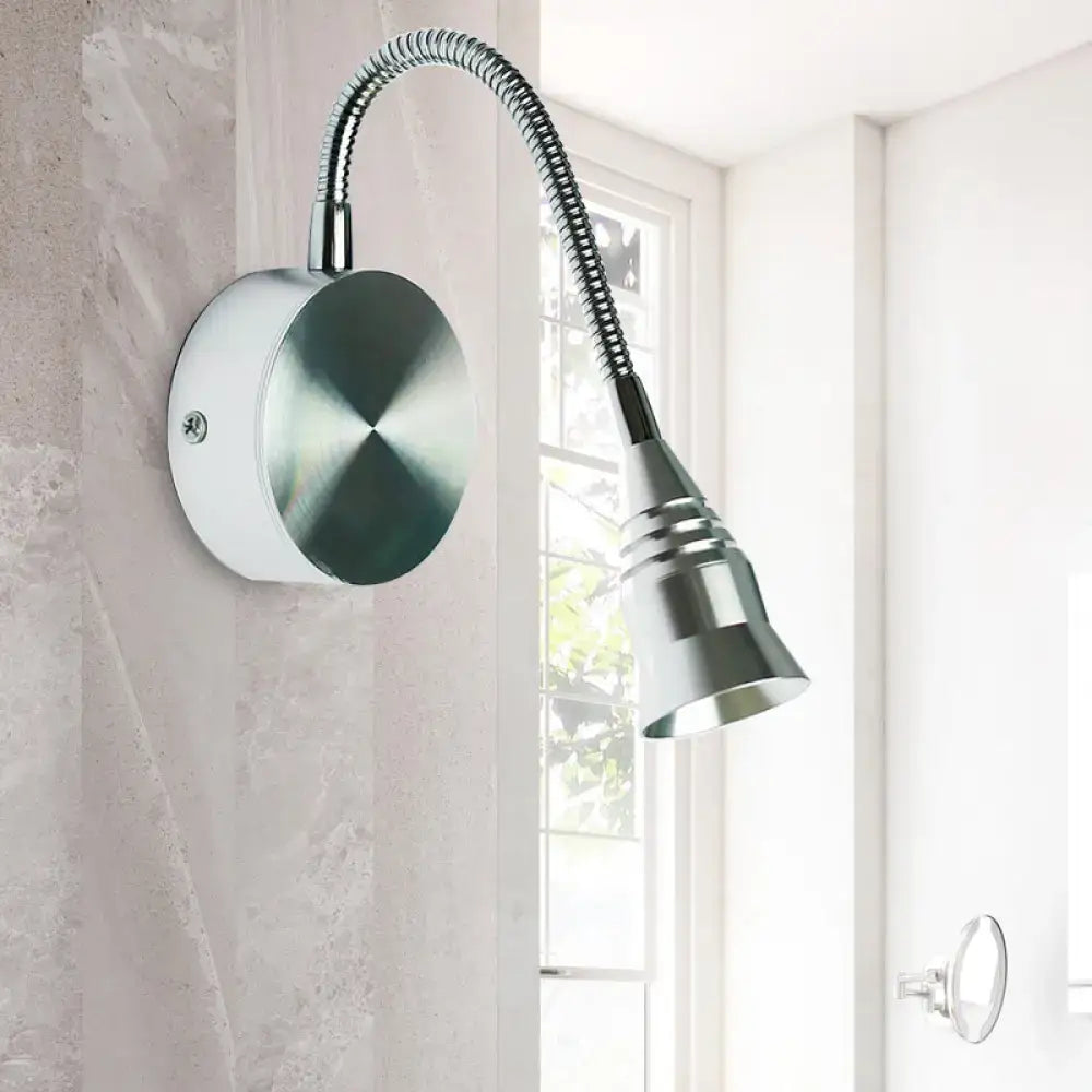 Modern chrome gooseneck sconce lamp bedroom direct wired electric