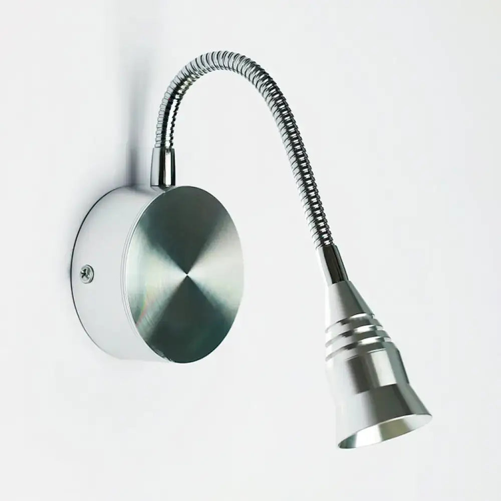 Modern chrome gooseneck sconce lamp bedroom direct wired electric