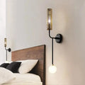 Modern black & gold wall sconce bedroom led light with slats