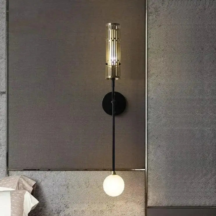 Modern black & gold wall sconce bedroom led light with slats