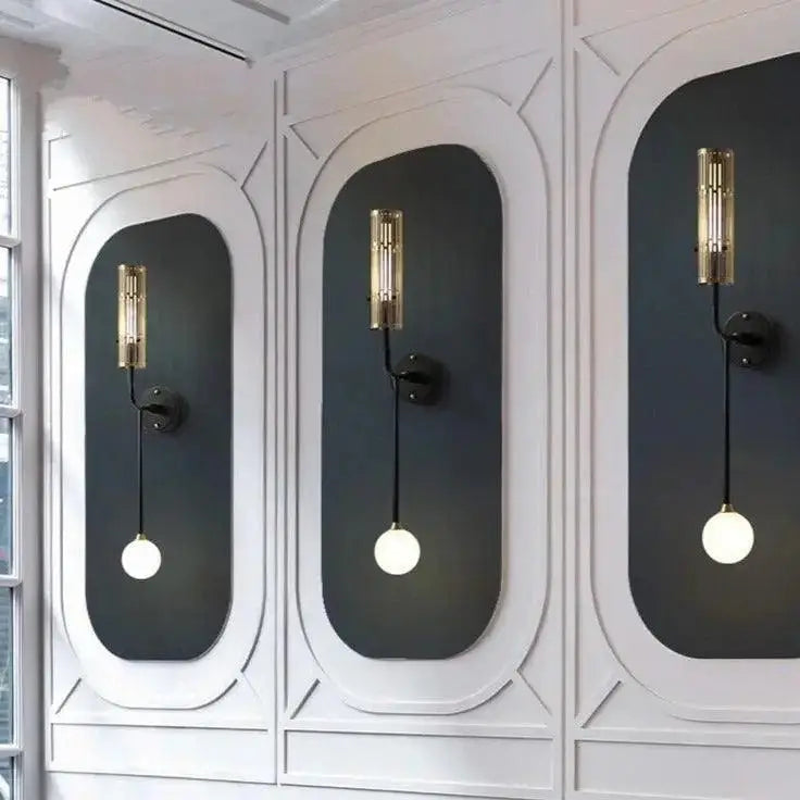 Modern black & gold wall sconce bedroom led light with slats