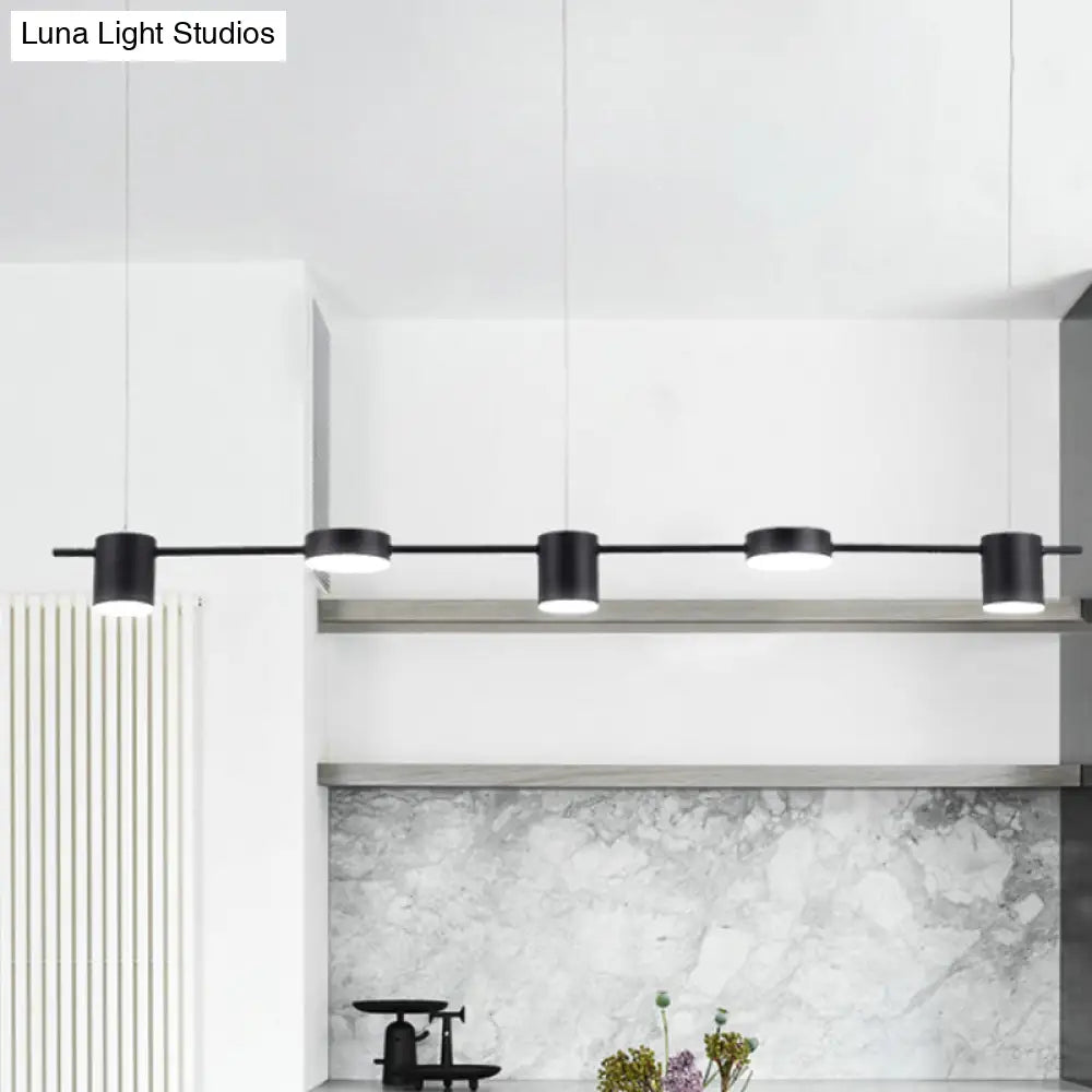DecorBites™ Modern Linear Metallic Chandelier Light - 3/5 Heads Black/Gold Hanging Lamp with Rotatable Shade - Warm/White Light