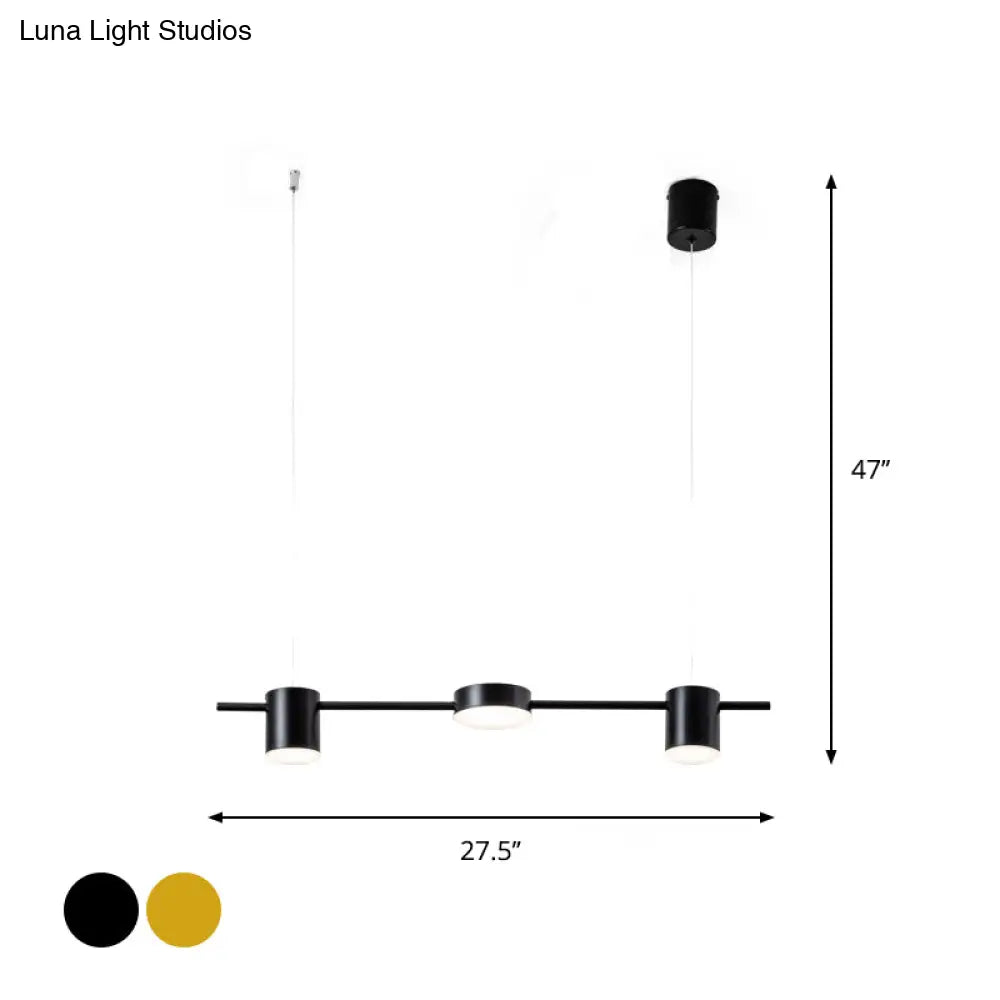 DecorBites™ Modern Linear Metallic Chandelier Light - 3/5 Heads Black/Gold Hanging Lamp with Rotatable Shade - Warm/White Light