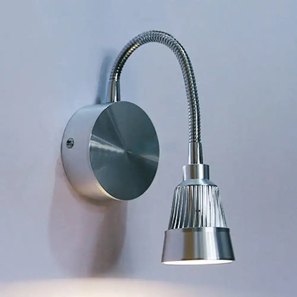 Modern metal led chrome finish gooseneck reading light for bedroom