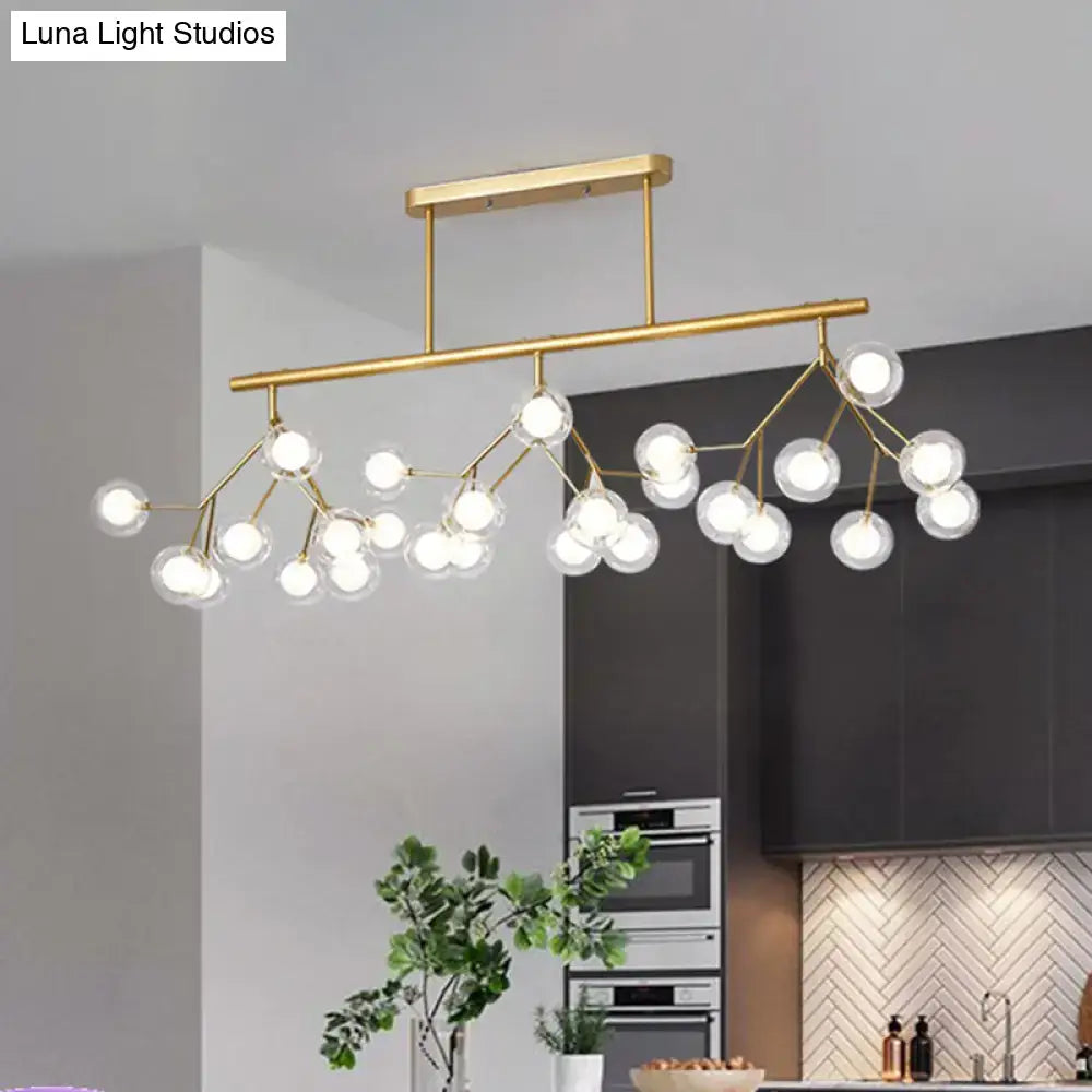 Modern gold metal linear island light dining room branching pendant