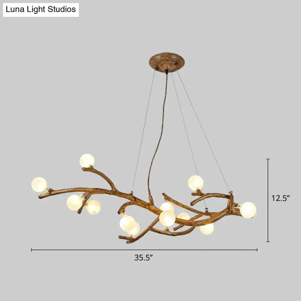 Art deco bronze metal tree branch island light for dining room
