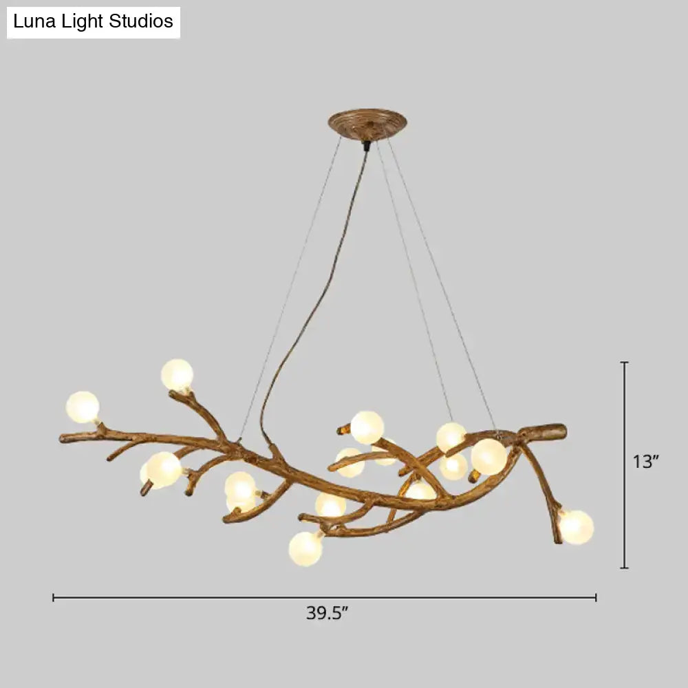 Art deco bronze metal tree branch island light for dining room