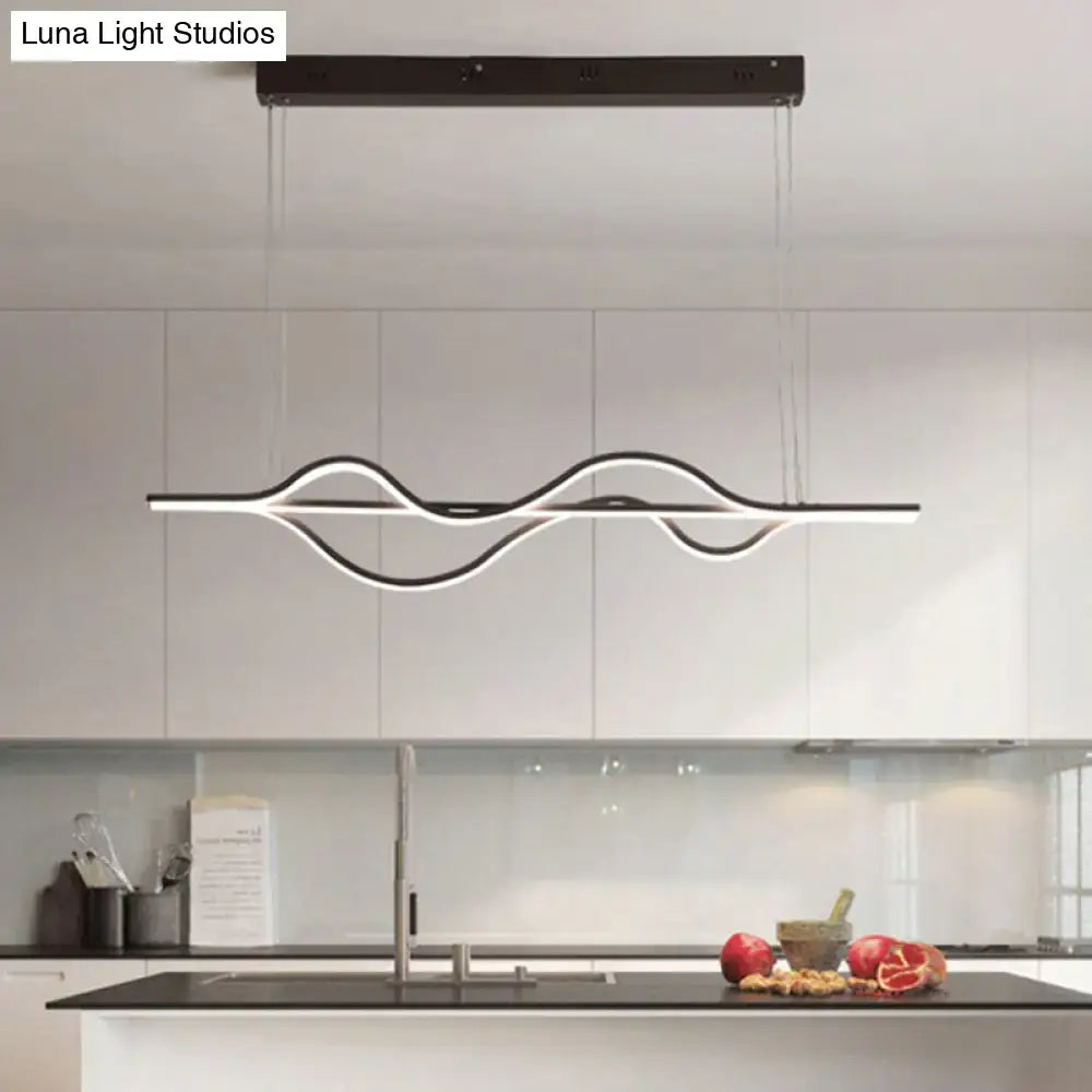 Modern wave black & white led pendant light dining room