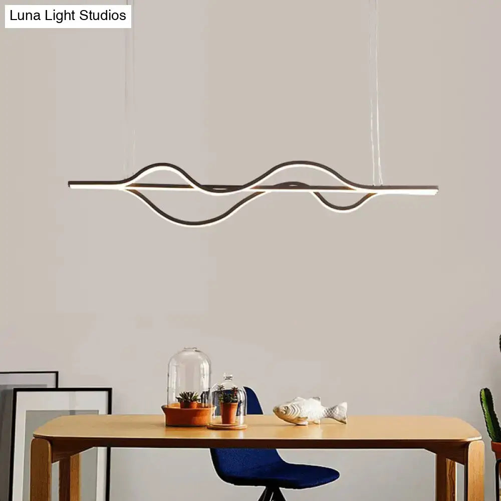 Modern wave black & white led pendant light dining room