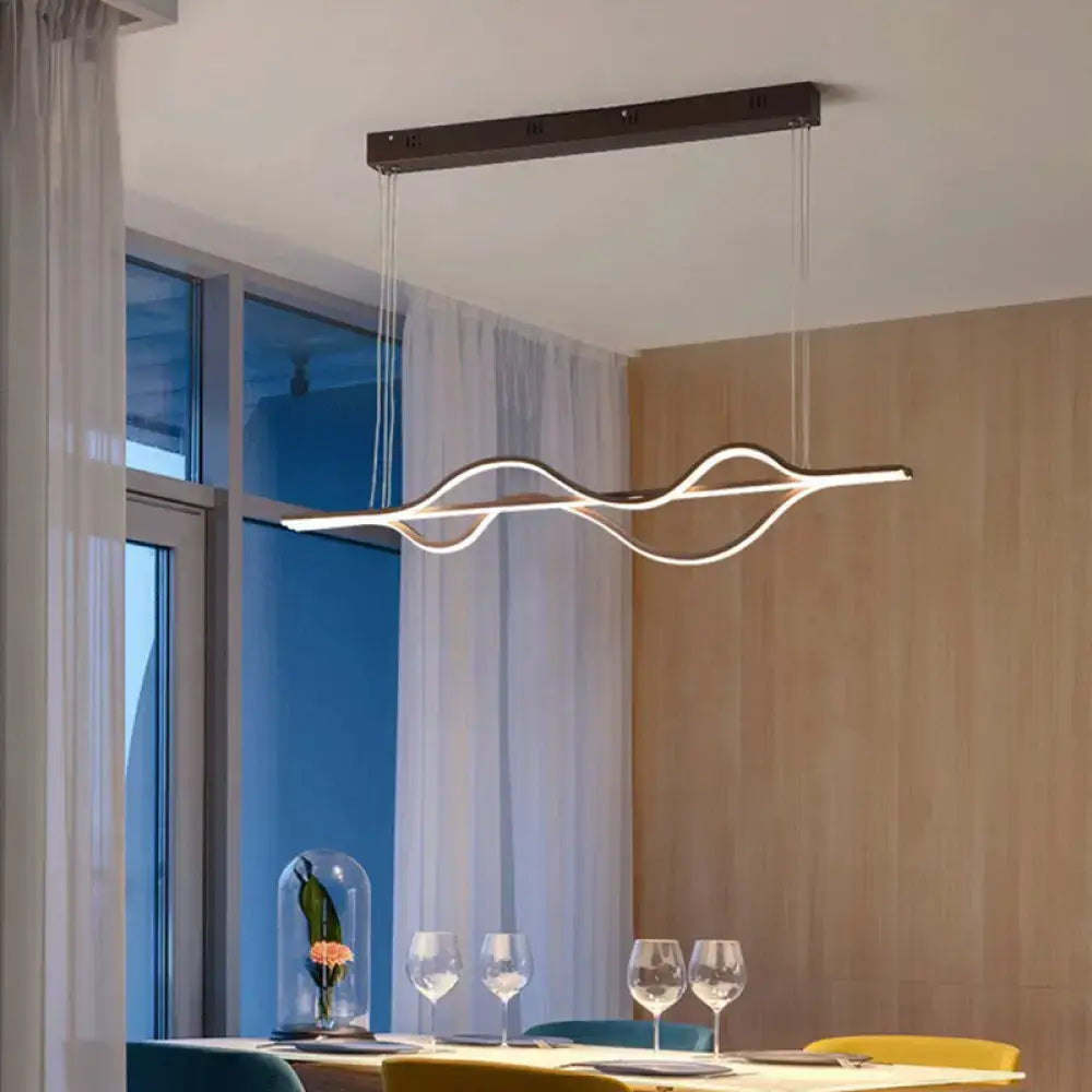 Modern wave black & white led pendant light dining room