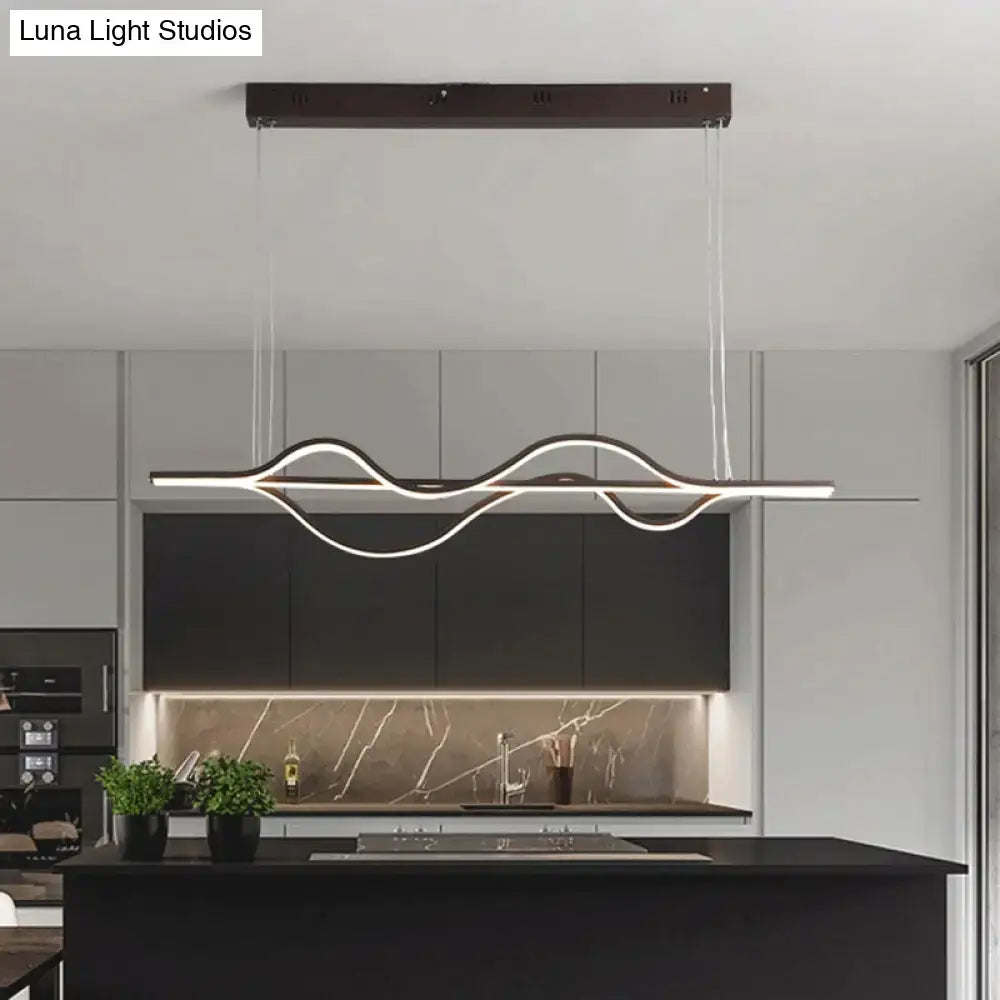 Modern wave black & white led pendant light dining room