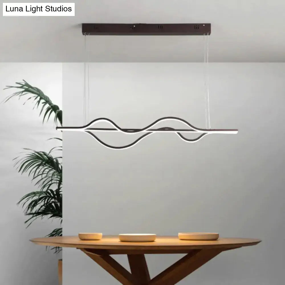 Modern wave black & white led pendant light dining room