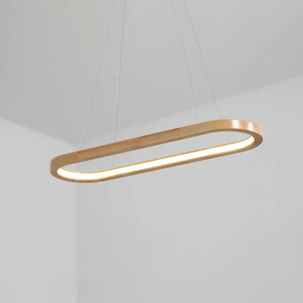 Modern minimalist wooden led oval pendant light dining room