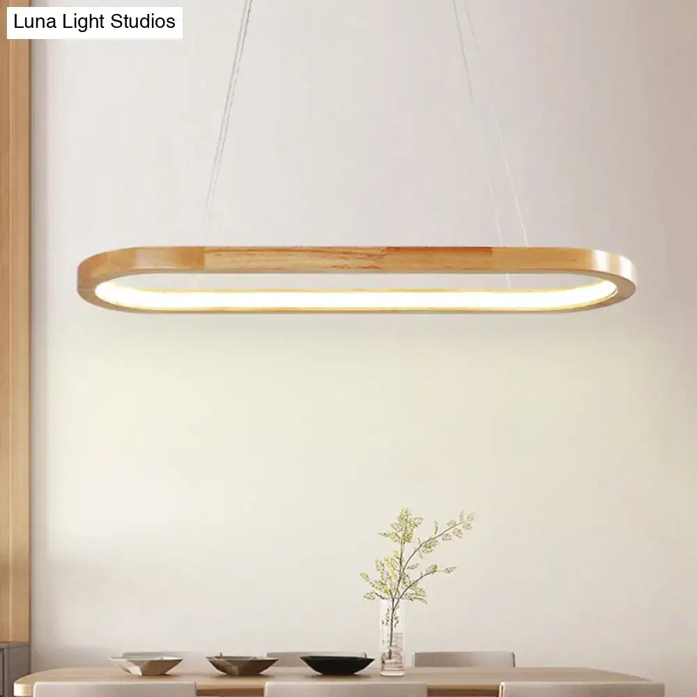 Modern minimalist wooden led oval pendant light dining room