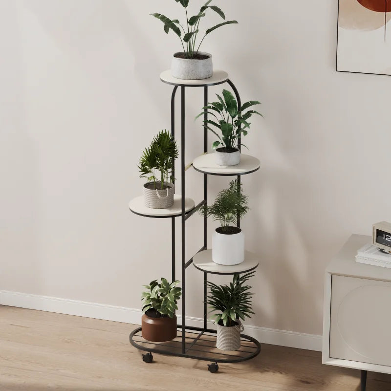 Modern gold 5 tier plant stand with wheels living room flower rack