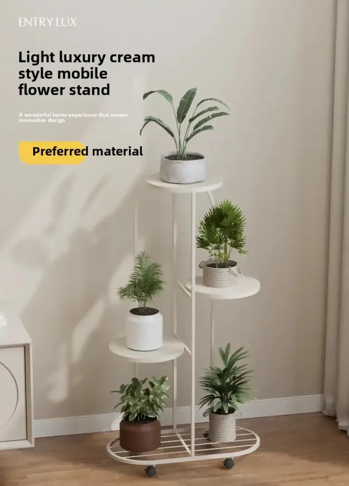 Modern gold 5 tier plant stand with wheels living room flower rack