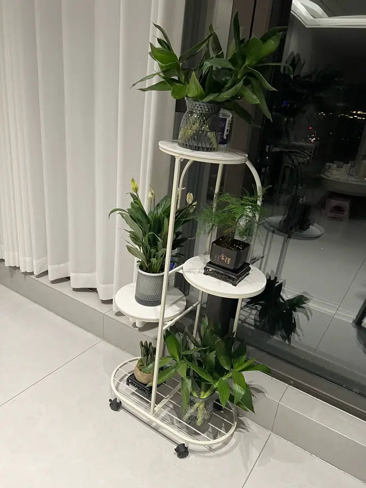 Modern gold 5 tier plant stand with wheels living room flower rack