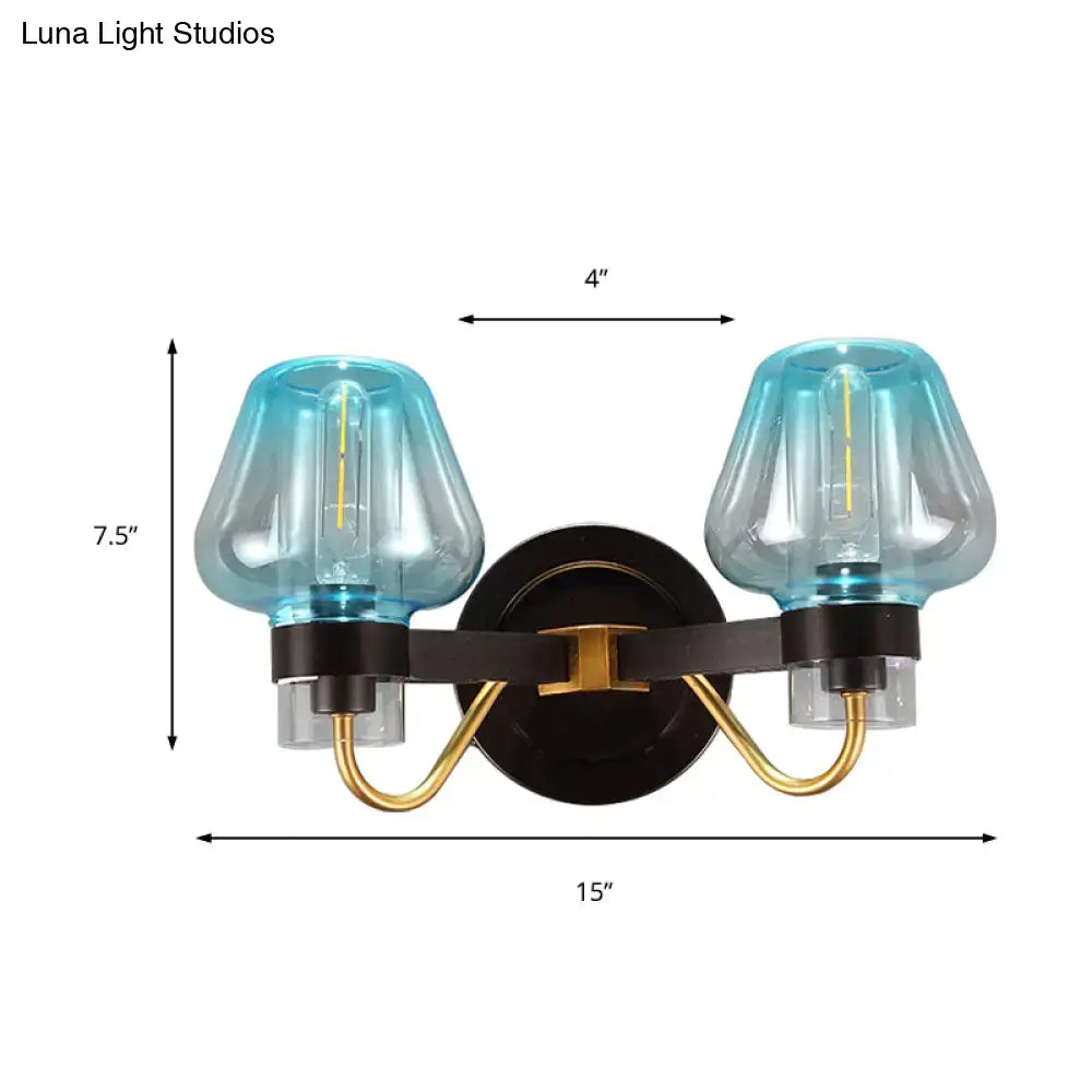 Decorbites modern mushroom blue glass direct wired bedroom sconce